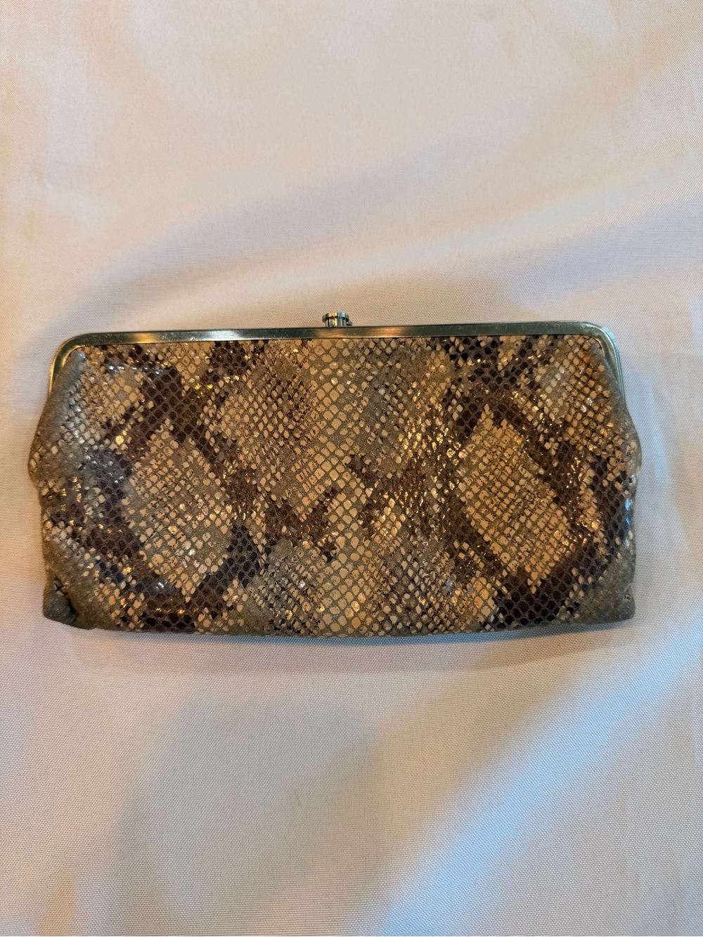 HOBO International Lauren Double Frame Snake Clutch Wallet FAIR/POOR